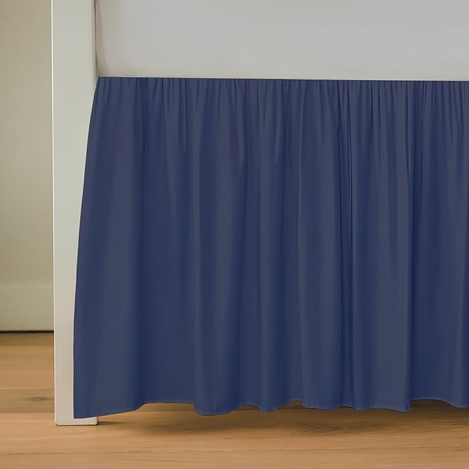 Luxury Crib Bed Skirt 28" x 52" with 14 Inch Drop Soft & Breathable Dust Ruffle Fits Standard Crib and Toddler Bed Nursery Microfiber Fabric Ruffle Bed Skirt for Baby Boys or Girls Navy Blue Solid