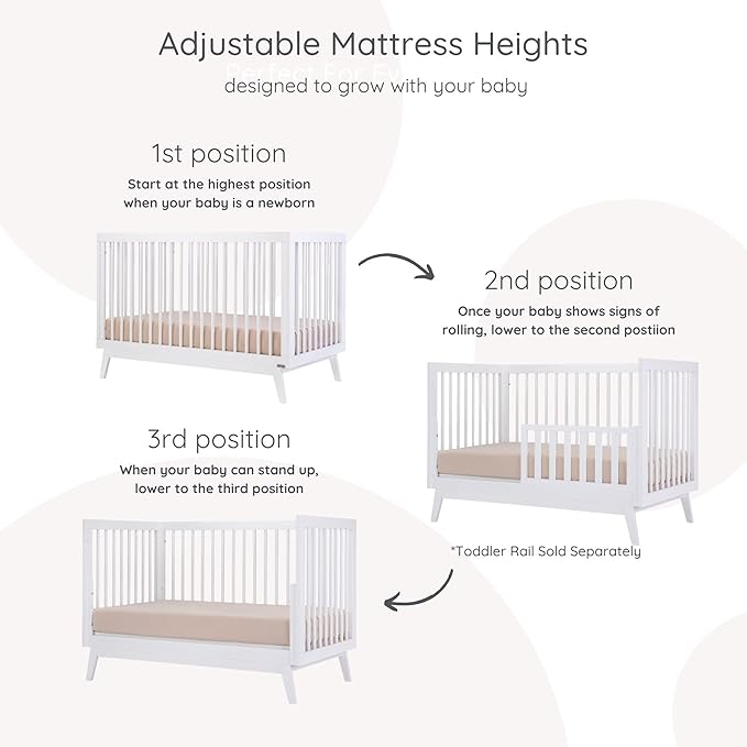 dadada Baby Harmony Nursery Set, Furniture Set. Baby Crib and Dresser Combo. Soho 3 in 1 Convertible Crib and Austin 5 Drawer Nursery Dresser. White Beechwood