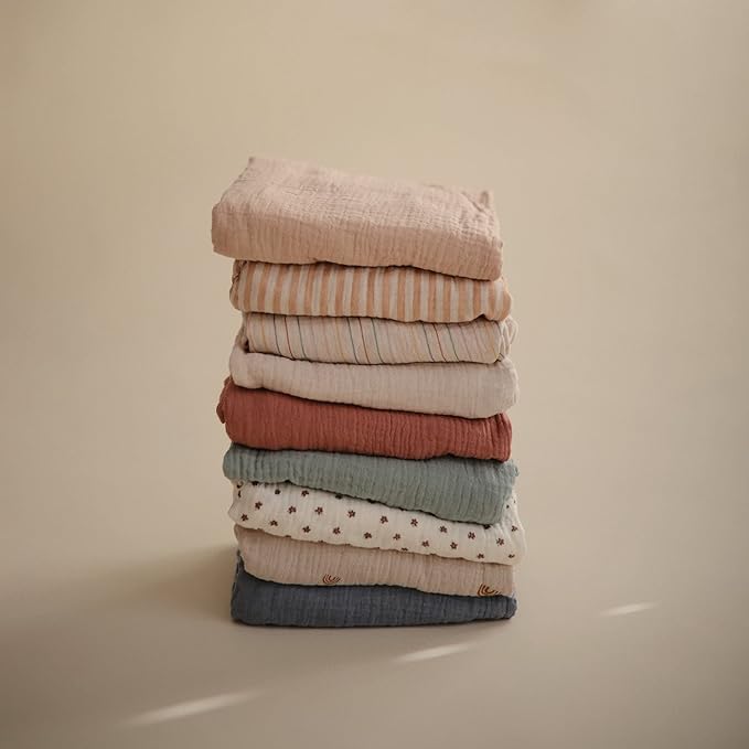 mushie Extra Soft Muslin Fitted Changing Pad Cover (Tradewinds)