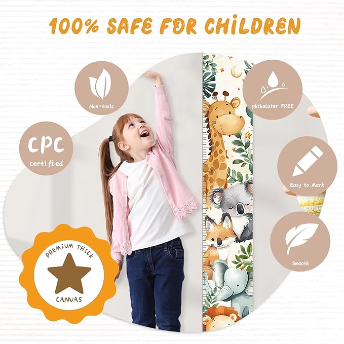 Height Chart for Kids, Height Measurement for Kids Wall Decor, Playroom Wall Decor, Nursery Wall Decor, Kids Bathroom Decor (Cute Animals)