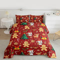 Feelyou Merry Christmas Comforter Set Twin Size Gingerbread Man Bedding Set for Kids Boys Girls Cute Deer Duvet Quilt Christmas Tree Microfiber 2 Pcs with 1 Pillow Cases