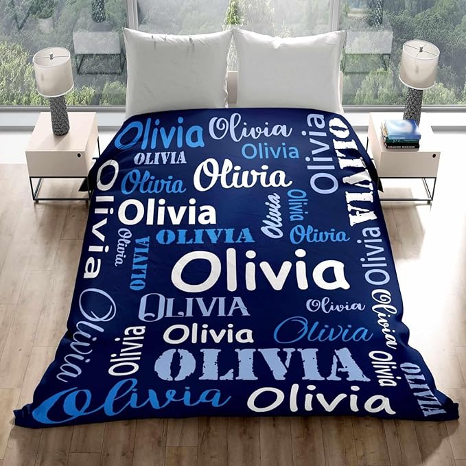 Gudina Personalized Baby Blankets and Throws, Custom Blanket with Name, Personalized Christmas Blanket Gifts for Women Men