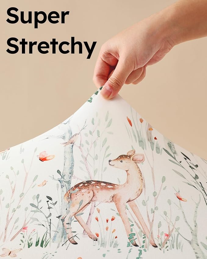 Pack and Play Sheets Fitted, 3 Pack Soft Stretchy Baby Mini Crib Sheets for Pack N Play Mattress and Portable Playard Sheets for Boys and Girls Brown Bear Deer
