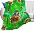 Tijuboni Hamburger Cat Throw Blanket Funny Cat Gifts for Girls Boys Women Men Kids Adults Soft Flannel Fleece Blanket for Couch Sofa Bed Home Decor 60"x80"