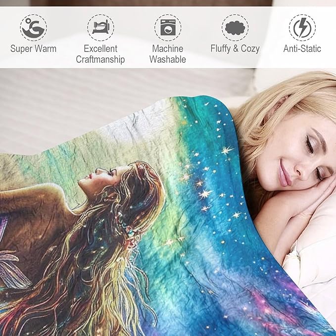 Mermaid Blanket Navy Mermaids Gifts for Girls Boys Woman Kids Ocean Mermaid Lover Coastal Throw Blankets Soft Blanket Warm Fleece Flannel Plush Blankets for Bed Sofa Couch 40"x50"