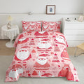 Feelyou Cute Santa Claus Bedding Set for Kids Boys Girls Twin Size Christmas Comforter Set Ultra Soft Winter Comforter Xmas Tree Duvet Quilt Bedroom Decor Christmas Decorations Quilt