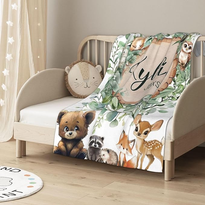 Custom Blanket for Boys Girls Personalized Baby Blanket with Name Customized Baby Gifts for Birthday Baby Shower Christmas Soft Flannel Bed Throw Blanket for Newborn Kids Personalized Blankets