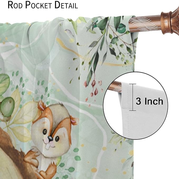 Kids Safari Animal Curtains Cute Watercolor Wildlife Jungle Window Treatments for Boys Girls Bedroom Inspirational Motivational Quotes Nursery Children Drapes for Living Room W42xL54(Decor)
