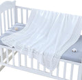Booulfi Baby Blanket White Receiving Blanket Baptism Christening Towel for Newborn Girls Boys, White Cotton Knit Thermal Baby Blanket Shawl with Cross Pattern, 47”x47”