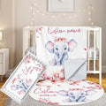 Custom Baby Crib Bedding Set, 3 Pcs Personalized Nursery Bedding Set with Name, Soft Baby Bedding Crib Sets with Blanket - Toddler Crib Sets for Girls Boys, Infant Newborn Gift, Flower Elephant