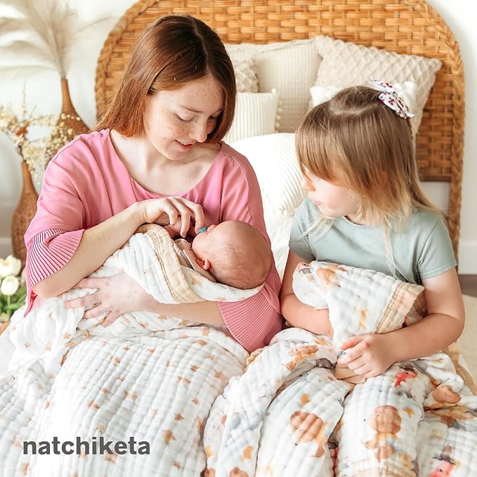 Organic Cotton Muslin Baby Blanket for Boys and Girls - Luxurious Soft Toddler Quilt for Swaddling - Gender Neutral Blanket - Baby and Toddler Gift - Pastel Floral