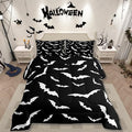 Erosebridal Bat Comforter Set Toddler Size for Kids Bedroom with 1 Pillow Case Happy Halloween Bedding Set Gothic Spooky Duvet Insert Cartoon Style Quilt, Black White
