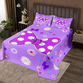 Manfei Purple Bowknot Kids Bedspread Twin Size,Star Daisy Floral Geometric Dots Patch Coverlet Set,Girls Women Room Decor,Bow Tie Princess Cute Quilted Coverlet,Romantic Bedding Quilt,1 Pillowcase
