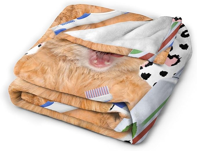 Funny Cute Cat Blanket for Adult Kids Gift 50"x60", Christmas Birthday Easter Presents Lovers' Leopard Blanket for Cat Lovers for Bed Couch and Sofa Blanket (02)