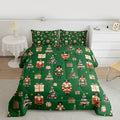 jejeloiu Xmas Nutcracker Comforter Set Toddler Size Christmas Green Bedding Set for Kids Boys Girls Cute Snowflakes Duvet Quilt Bedroom Decor