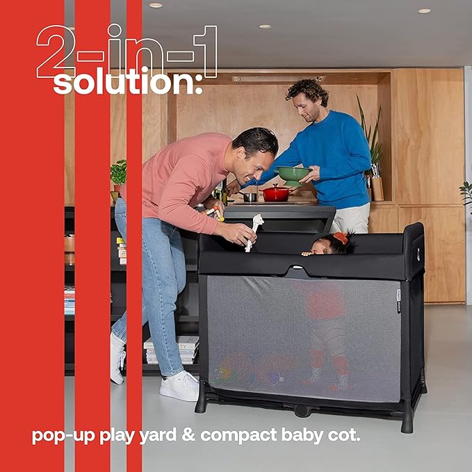 Bugaboo Stardust Playard - Portable Indoor and Outdoor - Foldable On The Go Play Yard - 1 Second Unfold - Black
