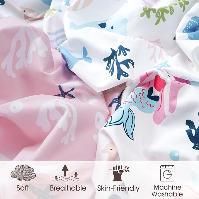 PHF 3 Pack Soft Mermaid Crib Sheets Fitted, Silky Comfy Breathable Baby Sheets for Boys Girls Neutral, 28x52 Inches Fits Standard Crib and Toddler Mattresses, Mermaid