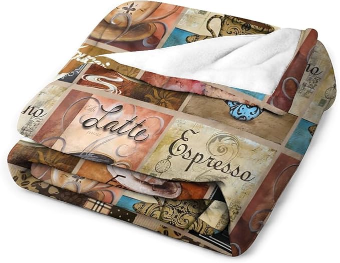 Coffee Blanket Gifts for Coffee Lovers Coffee Throw Blanket for Women Men Adults Soft Warm Cozy Fleece Blanket for Couch Sofa Bed D1 50"x60"