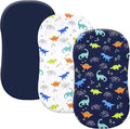 PHF 3 Pack Soft Bassinet Sheets, Dinosaur Breathable Comfy Cradle Sheets for Baby Boys, No Slip Universal Fit for Most Cradle and Bassinet Mattress, Navy Dinosaur