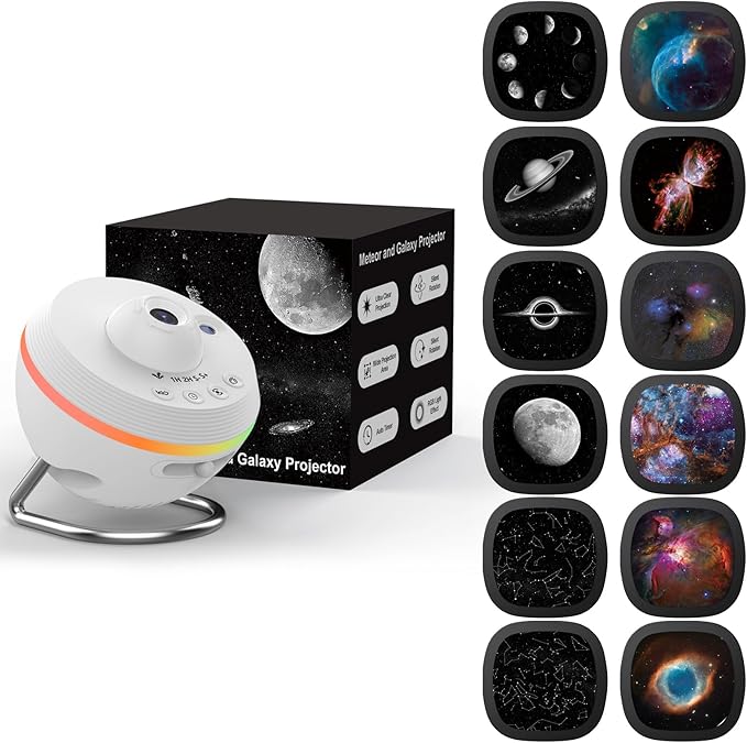 Galaxy Projector, Star Projector Home Planetarium Space Ceiling Starry Sky Night Light with Light Strip, Meteor and Galaxy Projector & 2 Filme Set for Kid Adult Gift