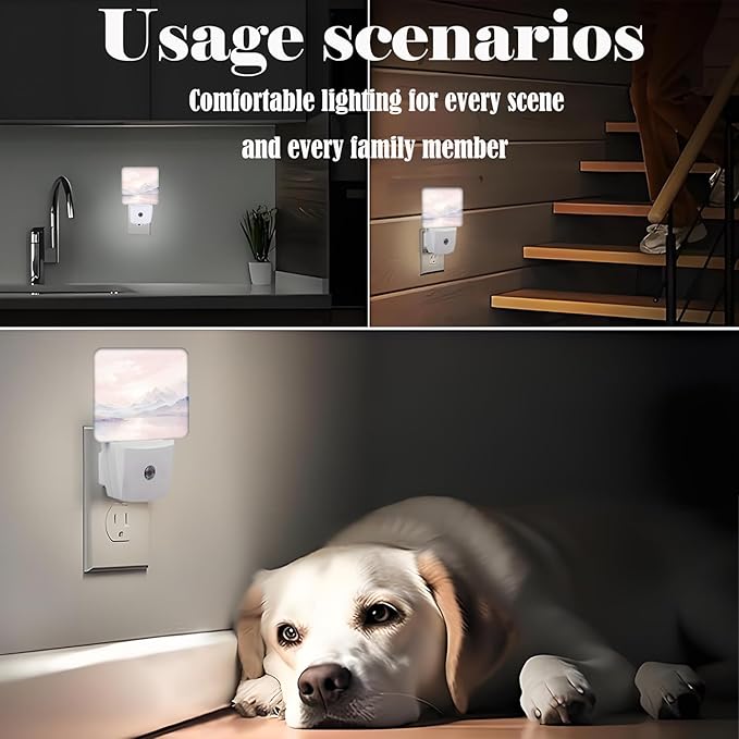 Mountain and River Night Light,Plug Into Wall with Dusk to Dawn Light Sensors, Warm Nightlights for Bedroom, Bathroom, Hallway, Kitchen, Gifts Ideal for Boys Girls Women Men