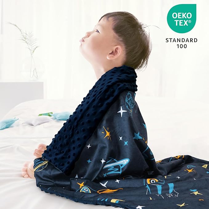 david's kids Micro Fleece Minky Baby Blanket for Boys with Double Layer and Soothing Raised Dots, Breathable and Soft Lightweight Receiving Blanket for Newborns, 30x40 Inches, Space
