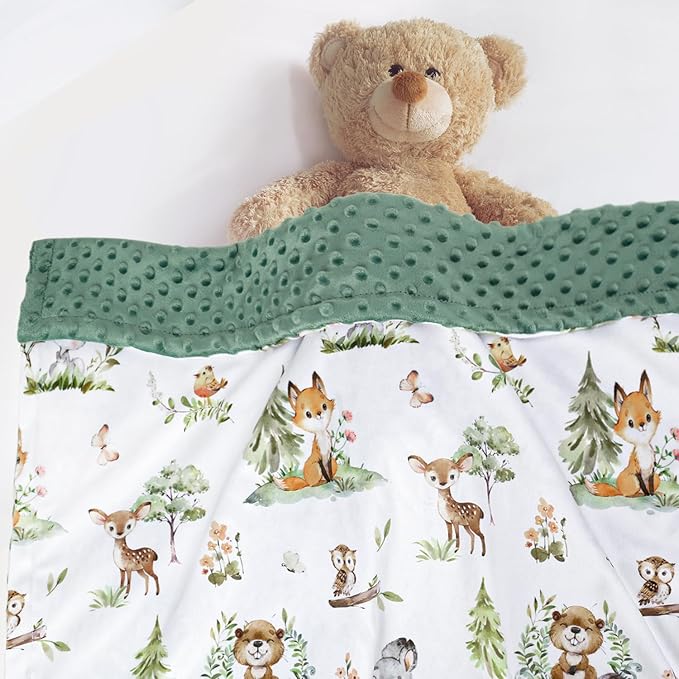 BORITAR Baby Blanket for Boys Girls Super Soft Double Layer Minky with Dotted Backing, Lovely Woodland Animal Design Blanket for Toddler Newborn 30 x 40 Inch(75x100cm)