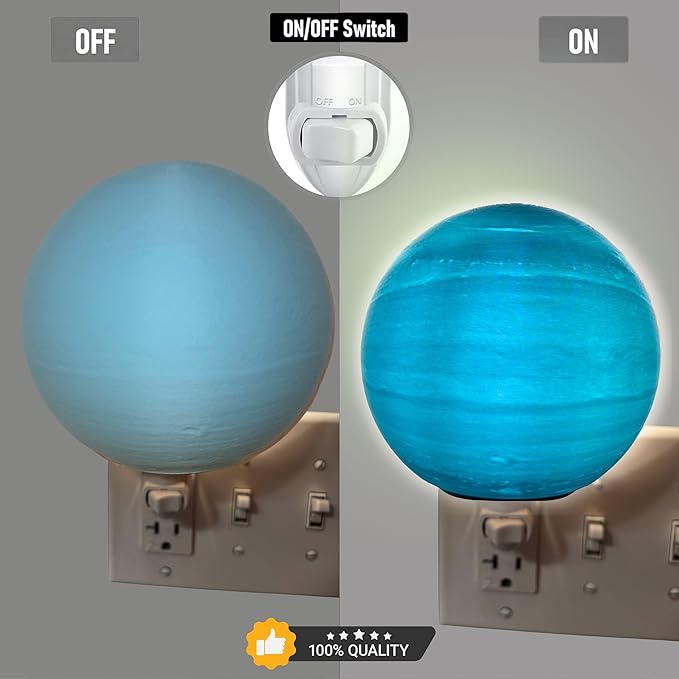 Moon Night Lights | Night Lamp LED Light | 3D Solar System NightLight, Planet Home Décor, Space Nursery, Kids Room, Space Gift, Birthday Gifts, Bedroom Decorations (Uranus, 6 Inch)