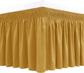 Biscaynebay Wrap Around Bed Skirts for Queen Beds 17" Long Drop, Gold Adjustable Elastic Dust Ruffles Easy Fit Wrinkle Resistant Silky Luxurious Fabric Machine Washable
