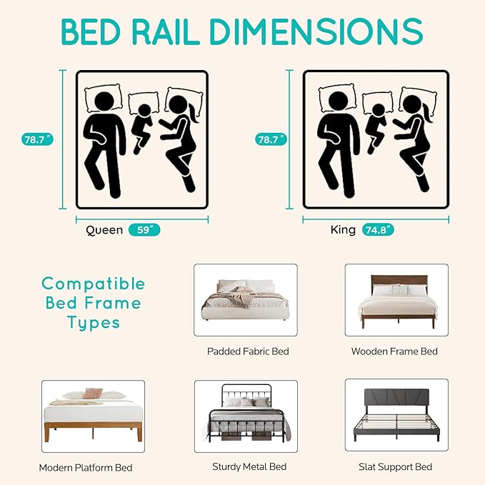 Updated King Size Bed Rail for Toddlers: 3-Side Protection Bedrail with Headbroad for King Bed - Extral Tall Adjustable Child Safety Side Railing Guards for Infants Kids Child(78.7x78.7X 74.8”)