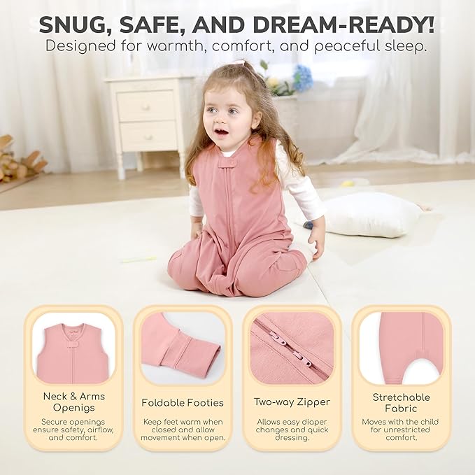 Mama Cheetah Toddler Sleep Sack with Feet in 1.0 Tog Organic Cotton for Boys and Girls, Baby Sleep Bag with Legs and 2-Way Zipper, Early Walker Medium