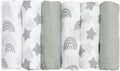 GLLQUEN BABY Receiving Blanket Boy Cotton Muslin Swaddle Blankets Girl Newborn Squares Breathable & Soft Thin Baby Blankets Cloths Double Absorbent Infant Swaddling Wrap - 6 Pack (Star)