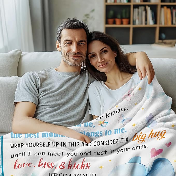 New Mom Gifts for Women, New Mom Blanket, Mother to be Gifts for 1st Time, First Pregnancy Gifts for Christmas Thanksgiving for Mother, Flannel Throw Blanket for Sofa Couch Bed 50"x60"