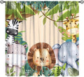Jungle Animals Curtains Colorful Forest Cartoon Wildlife Lion Giraffe Elephant for Kids Boys Girls Nursery Bedroom Living Room Blackout Rod Pocket Decoration Window Drapes 2 Panels W31.5xL72in