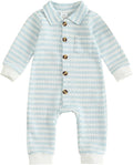 Thorn Tree Baby Boys Clothes Infant Knit Romper Long Sleeve Newborn Outfits Button Closure Onesie Turn Down Collar Jumpsuit