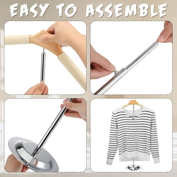 Soaoo Flexible Shoulder Stand Adjustable T Shirt Display Beige Coat Hanger Stand Portable Hanging Clothing Display Rack Garment Coat Holder for Retail Vendor, Height 16-27.9 Inch(1 Pcs)