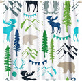 Forest Woodland Curtains, Wild Nature Bear Moose Deer Pine Trees Mountain Cabin Lodge Blackout Rod Pocket Windows Door Curtain for Bedroom Living Room Home Decor 84x84in