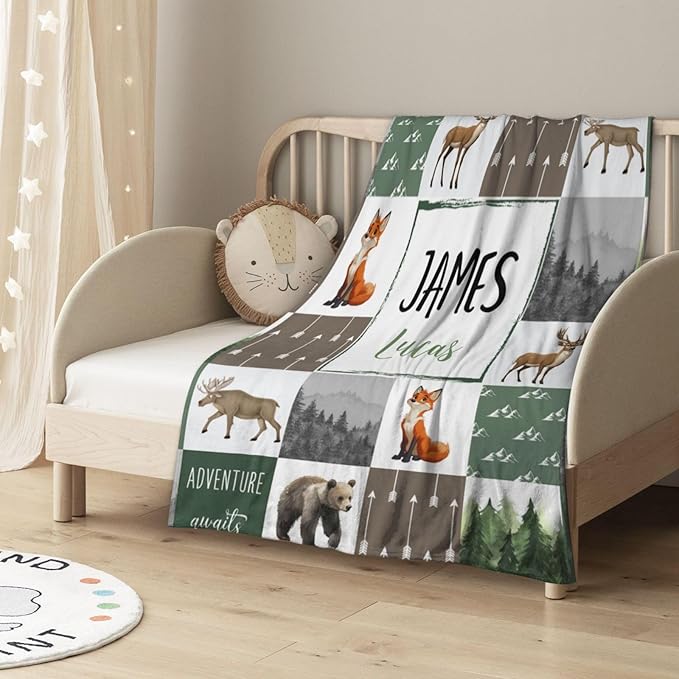 Personalized Baby Blanket - Custom Baby Blanket for Boys with Name for Kids Personalized Baby Boy Gift for Christmas Birthday Baby Shower Customized Blanket for Newborn Toddlers Stroller Blanket