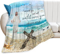 Tijuboni Christian Religious Jesus Throw Blanket Ocean Beach Gifts for Women Men Girls Boys Kids Adults Soft Flannel Fleece Blanket for Couch Sofa Bed Home Decor 40"x50"