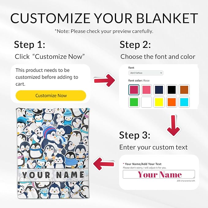 Custom Penguin Gifts for Adult - 60" x 80" Inches Cute Penguin Blanket for Girls - Blue Lightweight Furry Throws for Sofa, Bed & Living Room