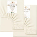 Organic Cotton Crib Mattress Protector (Water-Resistant) - Breathable Fitted Liner Pad, GOTS-Certified, Hypoallergenic, Made in USA - Bassinet 30"x15" - Pack of 2