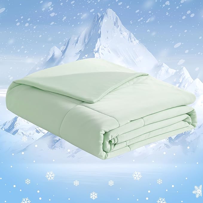 NTBAY Cooling Blanket Queen, 90x90 Inches - Lightweight Summer Bed Blanket for Hot Sleepers, Japanese Double-Sided Q-Max 0.45 Cooling Fabric, Mint Green