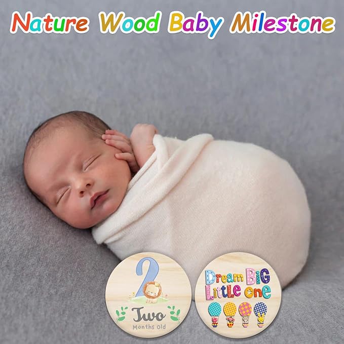 Baby Monthly Milestone Cards for Newborn Girl or Boy,Monthly Baby Milestone Newborn Sign Baby Month Anniversary Cards,Baby Shower Cards Come with Organza Gift Bag (Milestone Blocks)