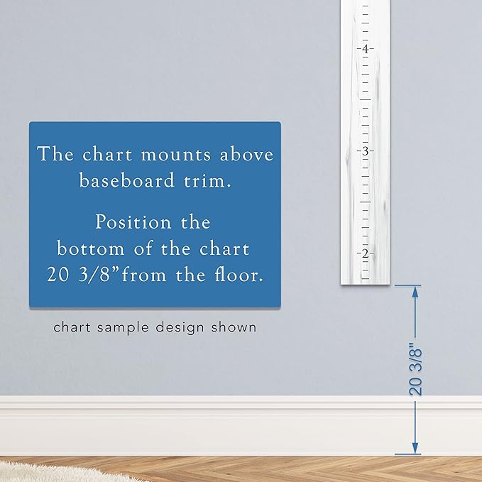 Farmhouse Style Wooden Kids Growth Chart Ruler for Boys and Girls (Weathered White - BMK)