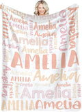 Dr.TOUGH Personalized Blankets with Name Customized Baby Blankets for Girls Boys Adults Monogrammed Blankets and Throws Christmas Birthday Mothers Fathers Valentines Day Gift (Light Orange, 40''×50'')
