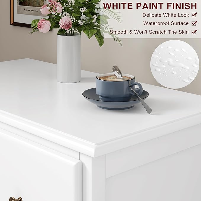 HOUSUIT White Dresser, 4 Drawer Dressers Chest of Drawers, Modern Tall Dresser, Wood Drawer Chest Storage Cabinet for Living Room, Hallway, Entryway, Home Office, Ivory White