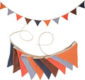 Fabric Bunting Banner, 2 Pack Handmade Neutral String Banner Each 8.5 ft 10 Flags Nursery Wall Hanging Wedding Birthday Home Baby Shower Party Decoration Bunting (Orange Grey)