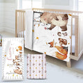 Custom Name Crib Bedding Set 3-Piece – Fox Sika Deer Design Baby Bedding Set with Personalized Soft Blanket, Fitted Sheet, Changing Pad Cover – Ideal Newborn Gift for Boys and Girls
