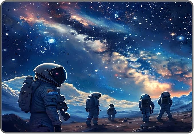 Galaxy Rug for Kids Room Rugs Alien Carpet Astronauts Space Planet Printed Throw Rugs for Boys Children Bedroom Living Room,39 in x 79 in