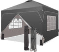 GDY 12x12FT Pop Up Canopy Tent with One Push Setup, Easy to Install with 4-Sidewalls for Events, Parties, Camping, Outdoor Gazebo with 4-Sandbags, Grey.